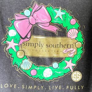 New Simply Southern Grey Christmas Wreath Glitter Hoodie